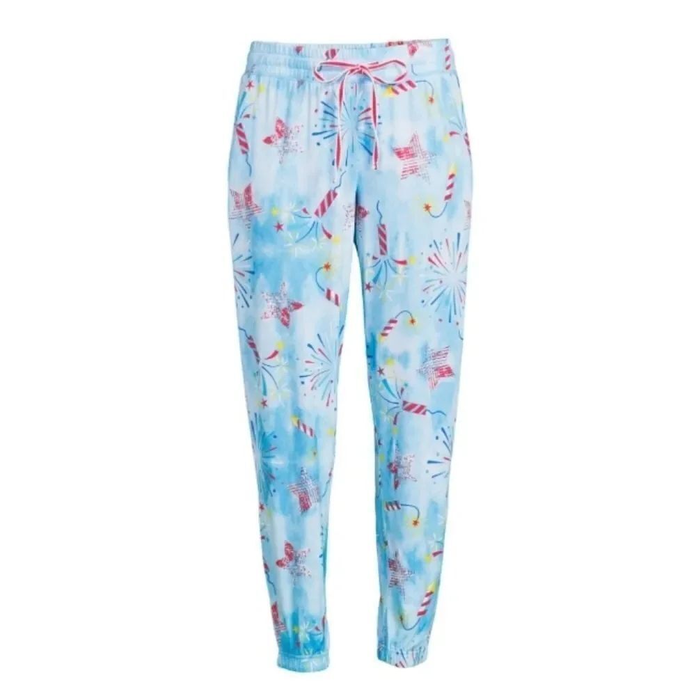 WOMENS AMERICANA FIREWORKS Jogger Lounge Sleep Pajama Pants Size 2X